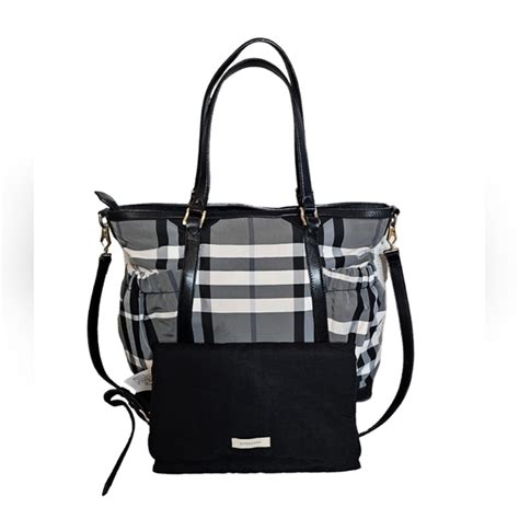 burberry tonal check diaper bag black|BURBERRY Nylon Tonal Check Diaper Bag Black.